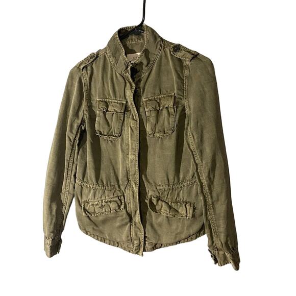 Loft Army Green Utility Mock Neck Full Zip Jacket Women Sz XSP - Picture 3 of 8